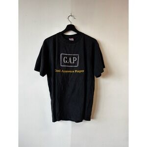 Vintage GAP Shirt Mens Medium Christian God Answers Prayer Jesus 90s Tee